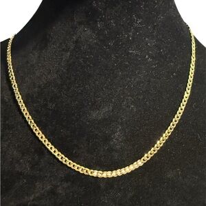 Classic 14kt Gold Link Chain Necklace over 925 Sterling Silver 20”